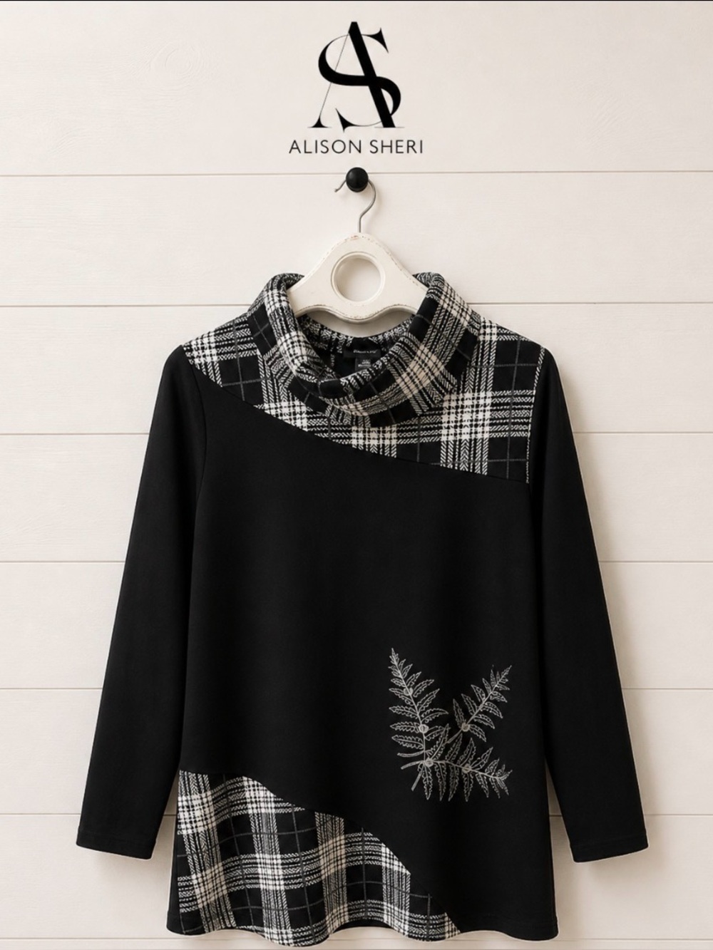 ALISON SHERI – Black & White Plaid Tunic L